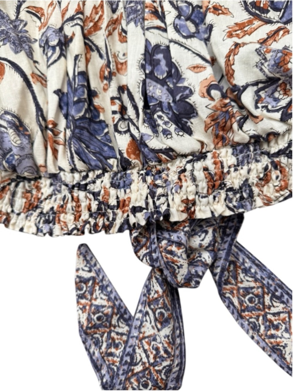 Nicole Miller Floral Paisley Linen Blend Blouse Size Small - Picture 4 of 10